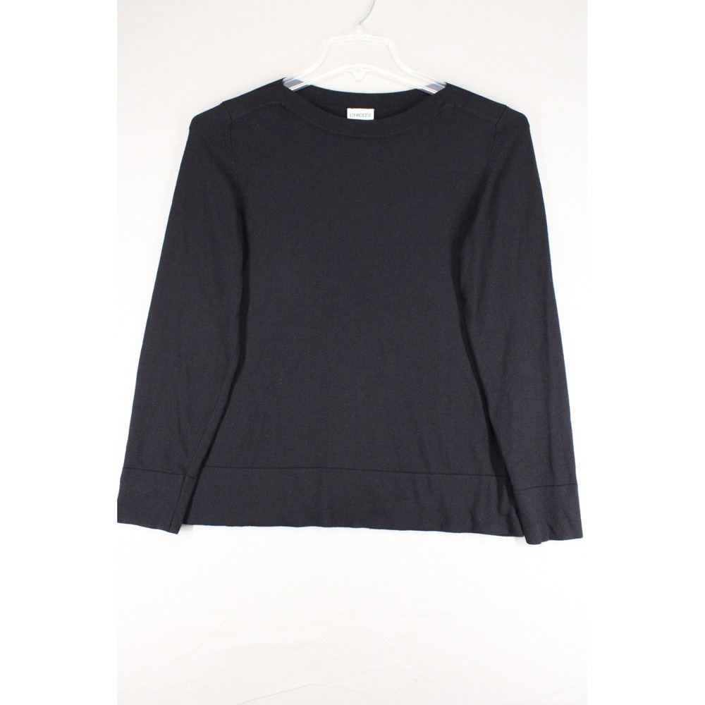 Chico's Sweater Long Sleeve Womens 1 Black Viscose Knit Workwear Comfy